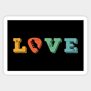 Love Bass Guitar Pick Retro Theme Sticker